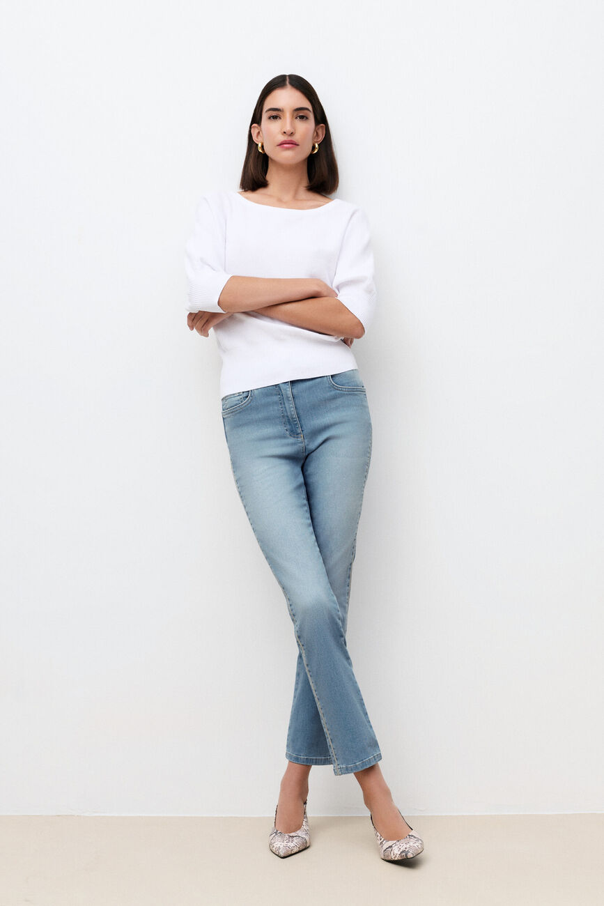 Pantalon pims denim baby bleu femme