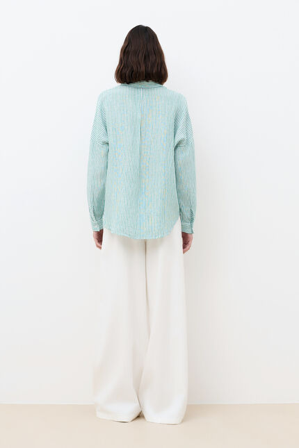 Chemise claude2 100% lin vert femme