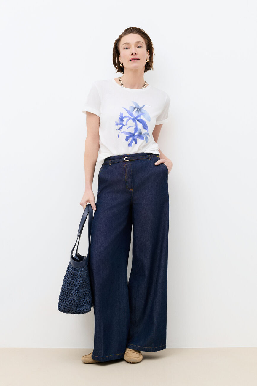 T-shirt Tim-Orchide bleu electrique femme
