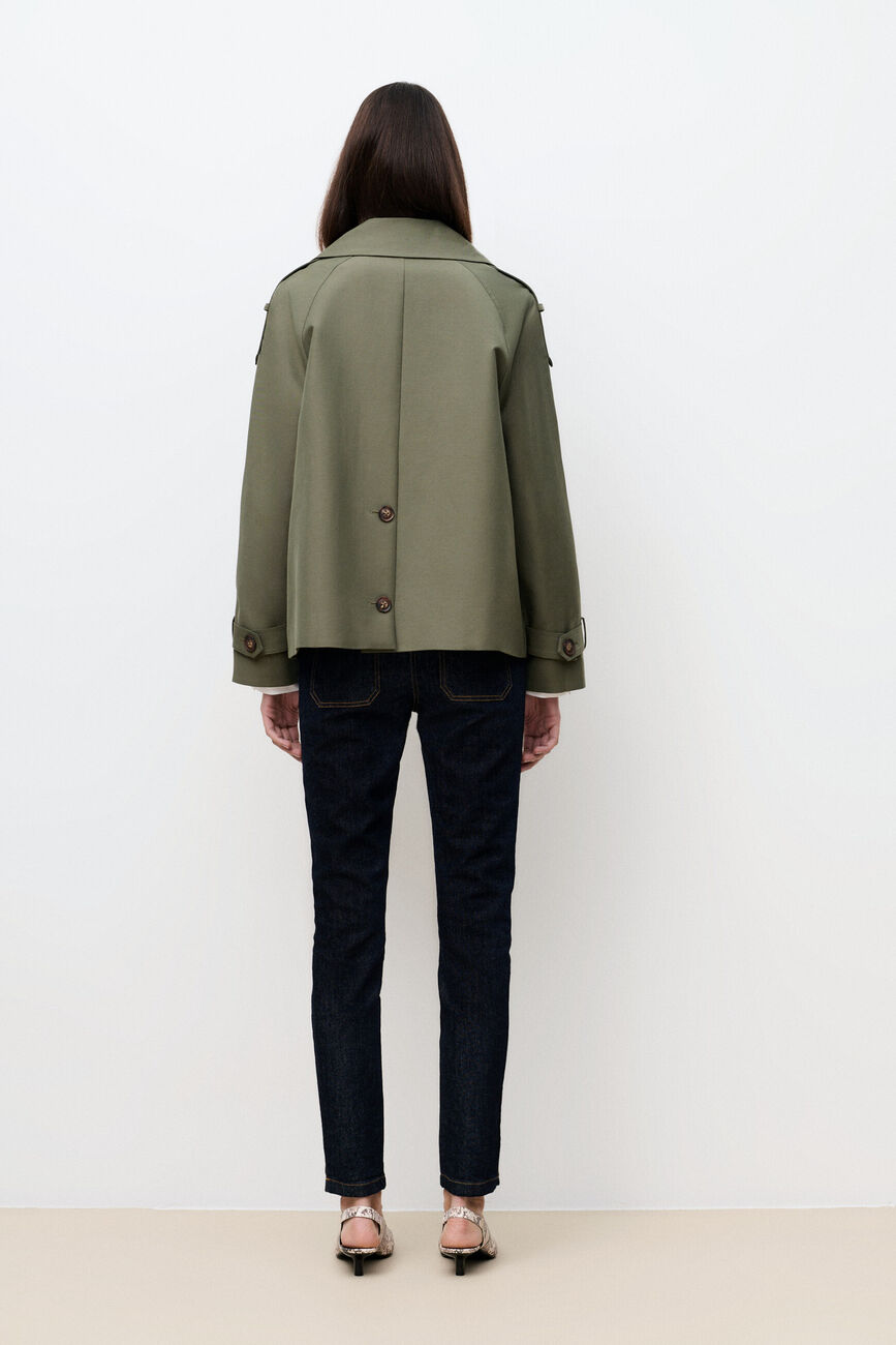 trench gourmand verde caqui mujer