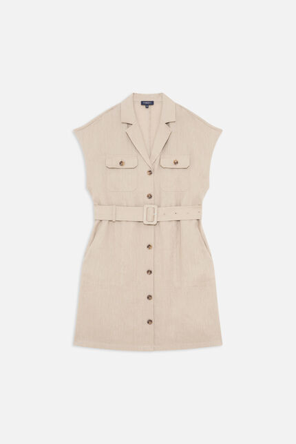 Robe Riva 100% lin taupe femme