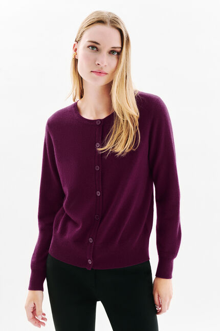 Gilet mcaroline 100 % cachemire prune femme