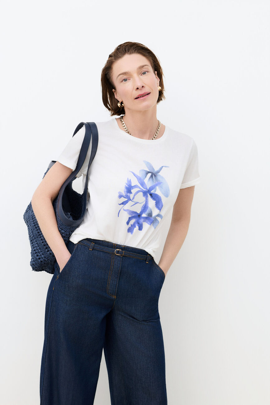 T-shirt Tim-Orchide bleu electrique femme