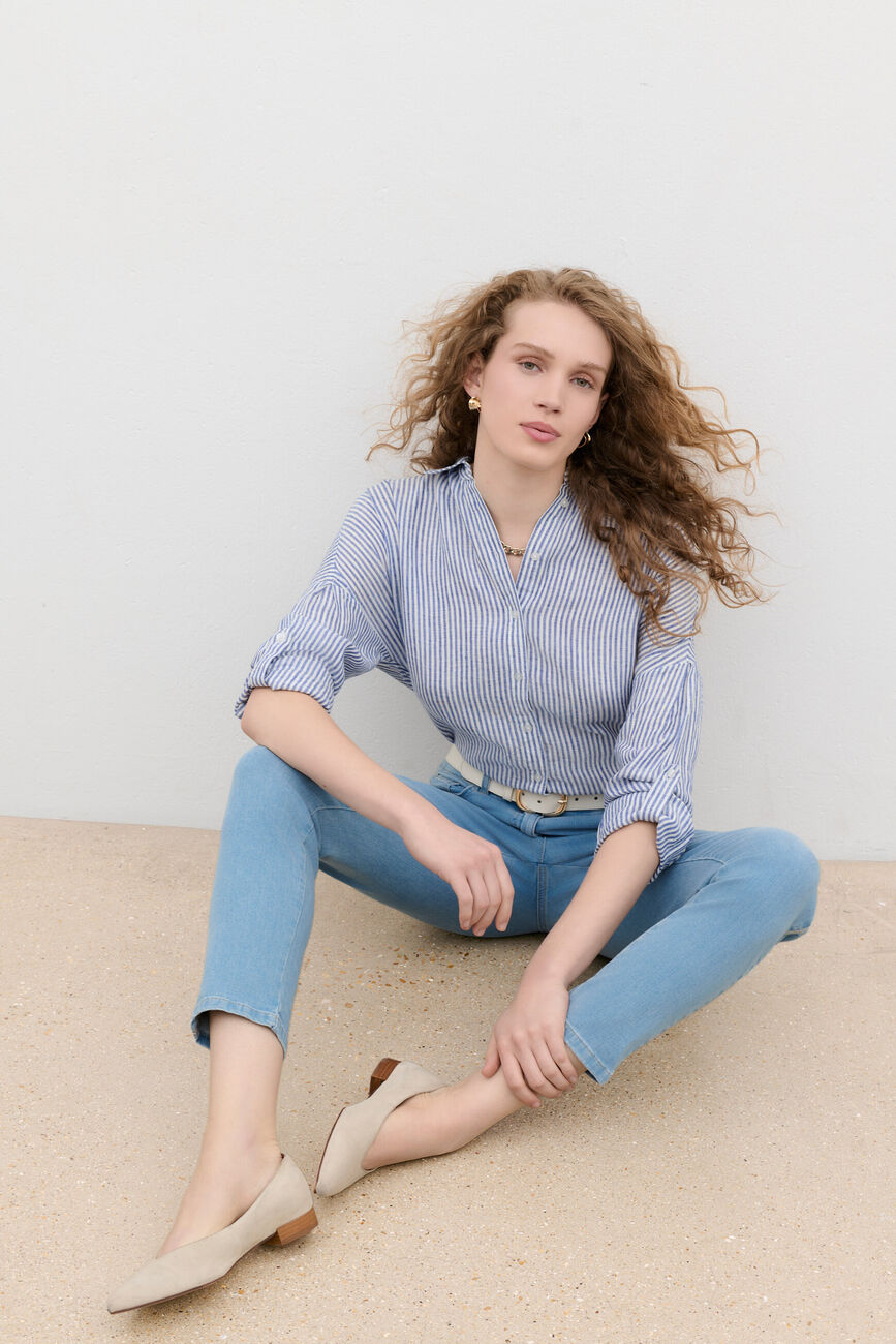Chemise claude2 100% lin denim stone femme