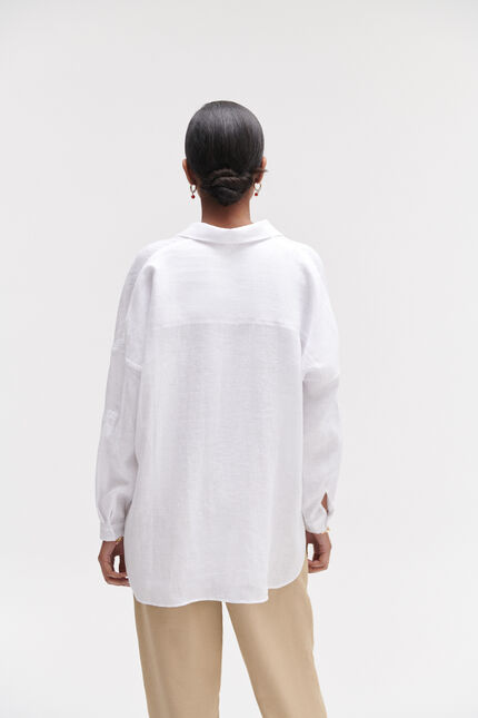 Chemise sandy oversize 100% lin blanc femme