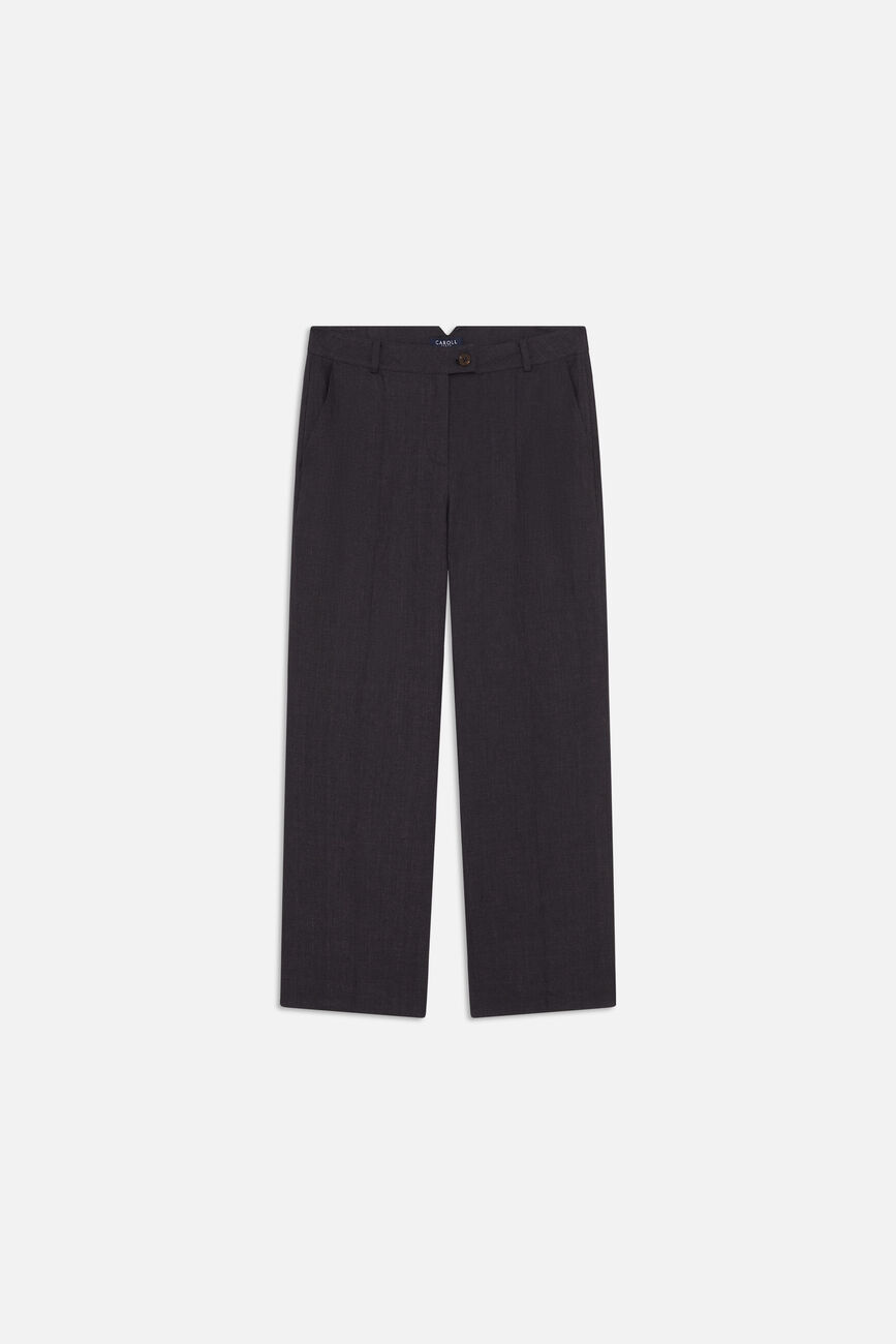 Pantalon Pulse3 100% lin marron fonc&eacute; femme