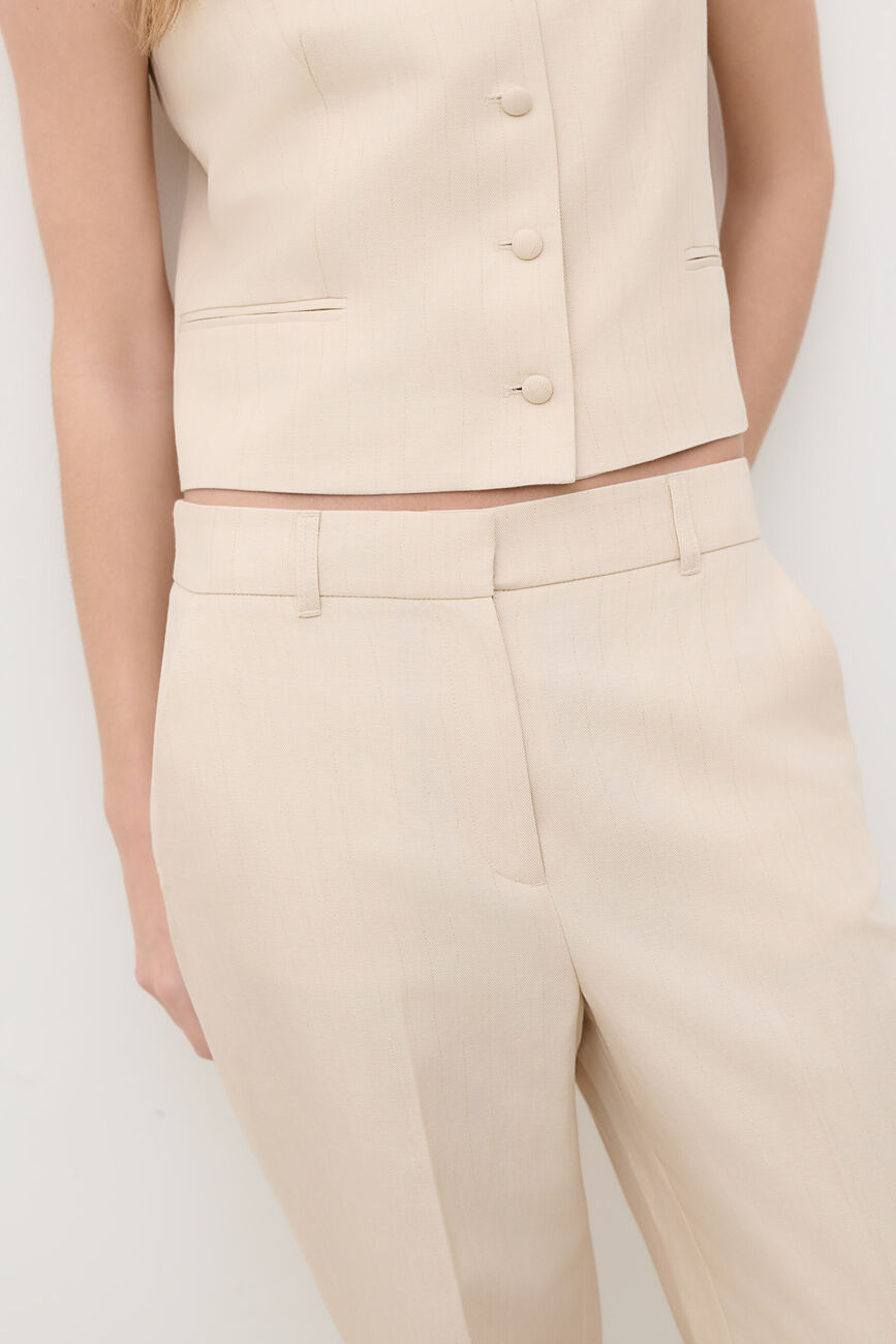Trousers Podium Raye powder pink woman
