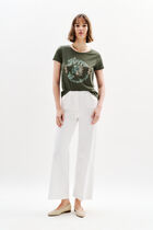 T-shirt all at school taxime happy khaki green woman
