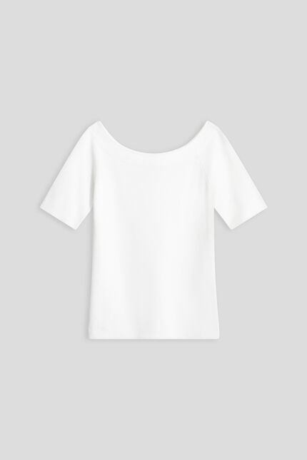 Pull malone fin &agrave; col bateau blanc femme