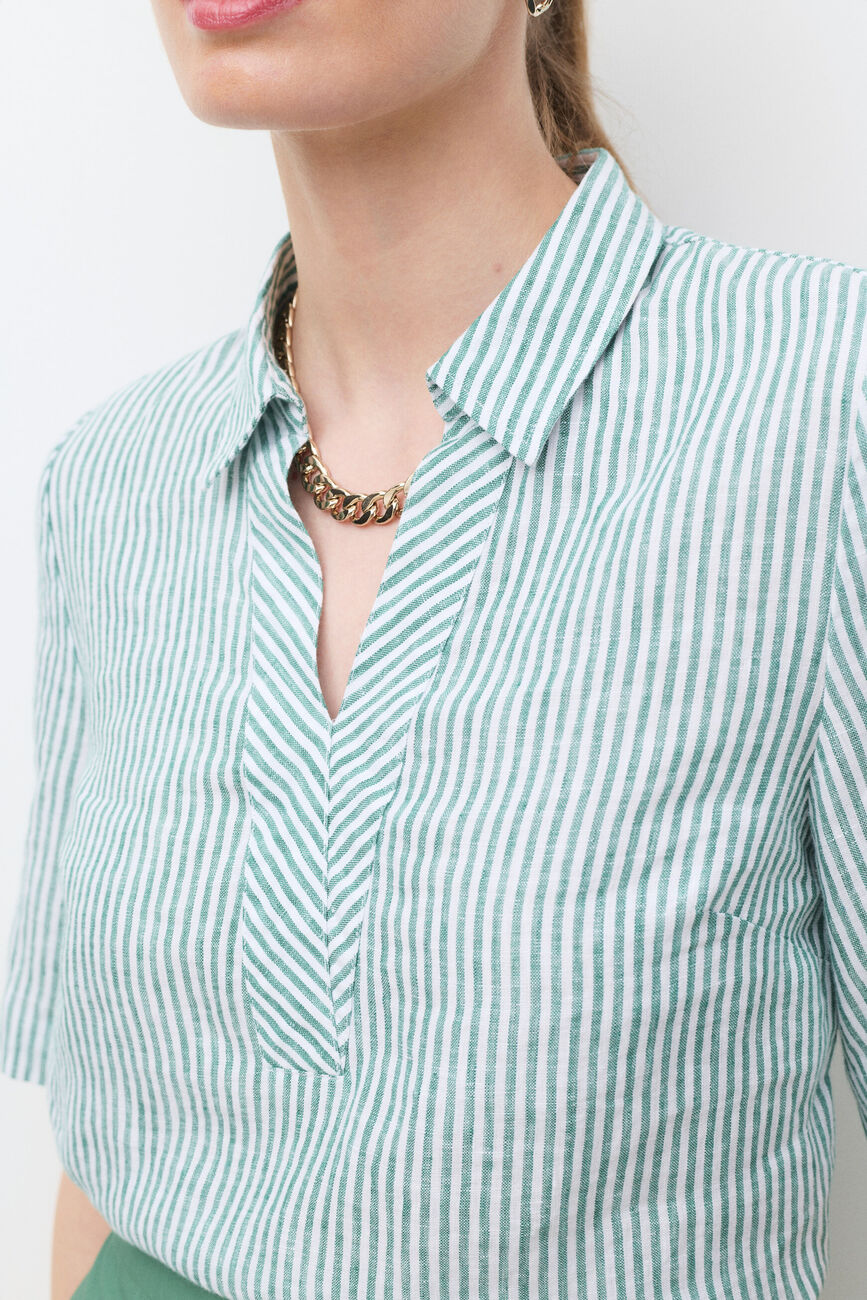 Chemise Cvanille 100% lin vert femme
