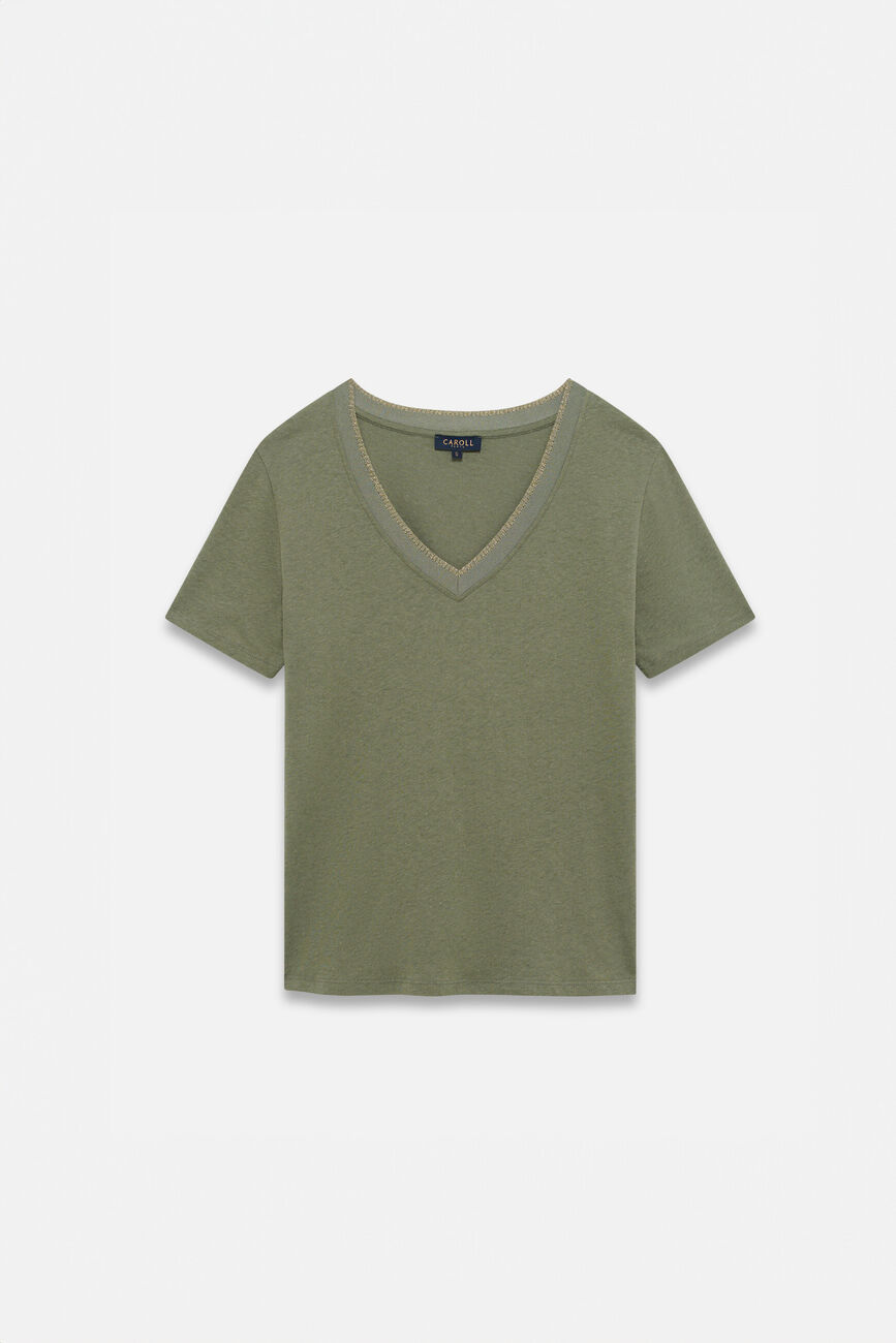 tshirt jin vert kaki femme