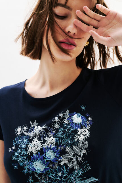 T-shirt Toutes &agrave; l'&eacute;cole Taxime Book bleu marine femme