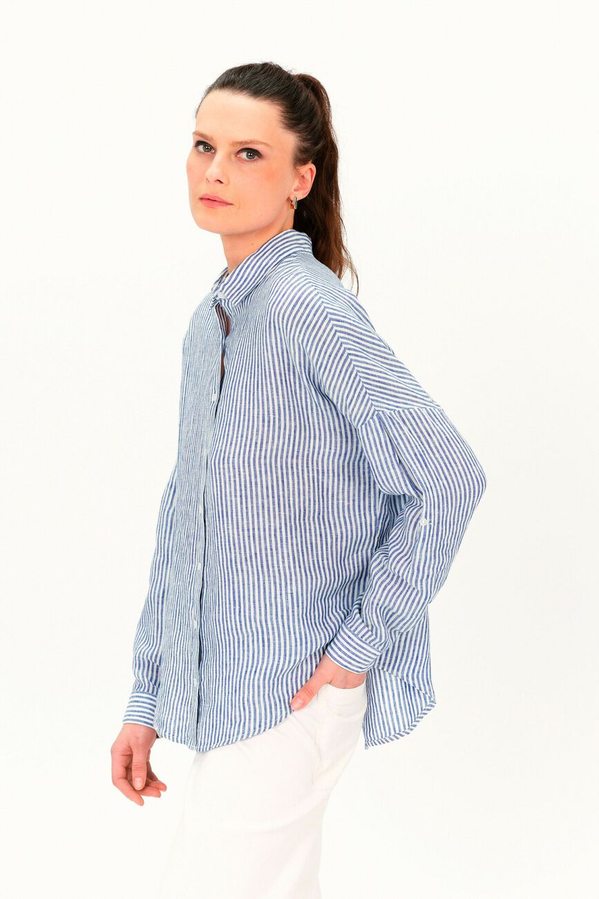 Chemise claude2 100% lin denim stone femme