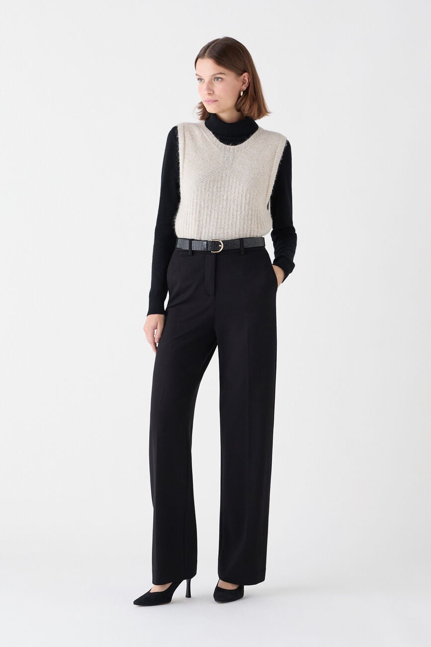 Pantaloni plea nero donna