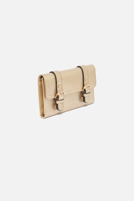 Portefeuille Thais en cuir naturel couleur or femme