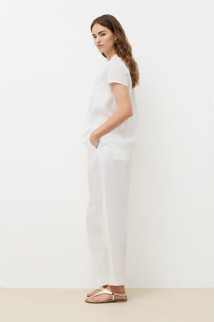 blouse kat 100% lin blanc femme