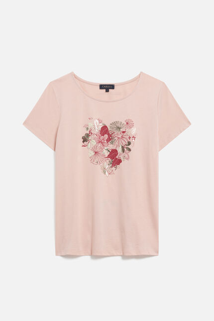T-shirt toutes &agrave; l'&eacute;cole taxime heart rose poudree femme