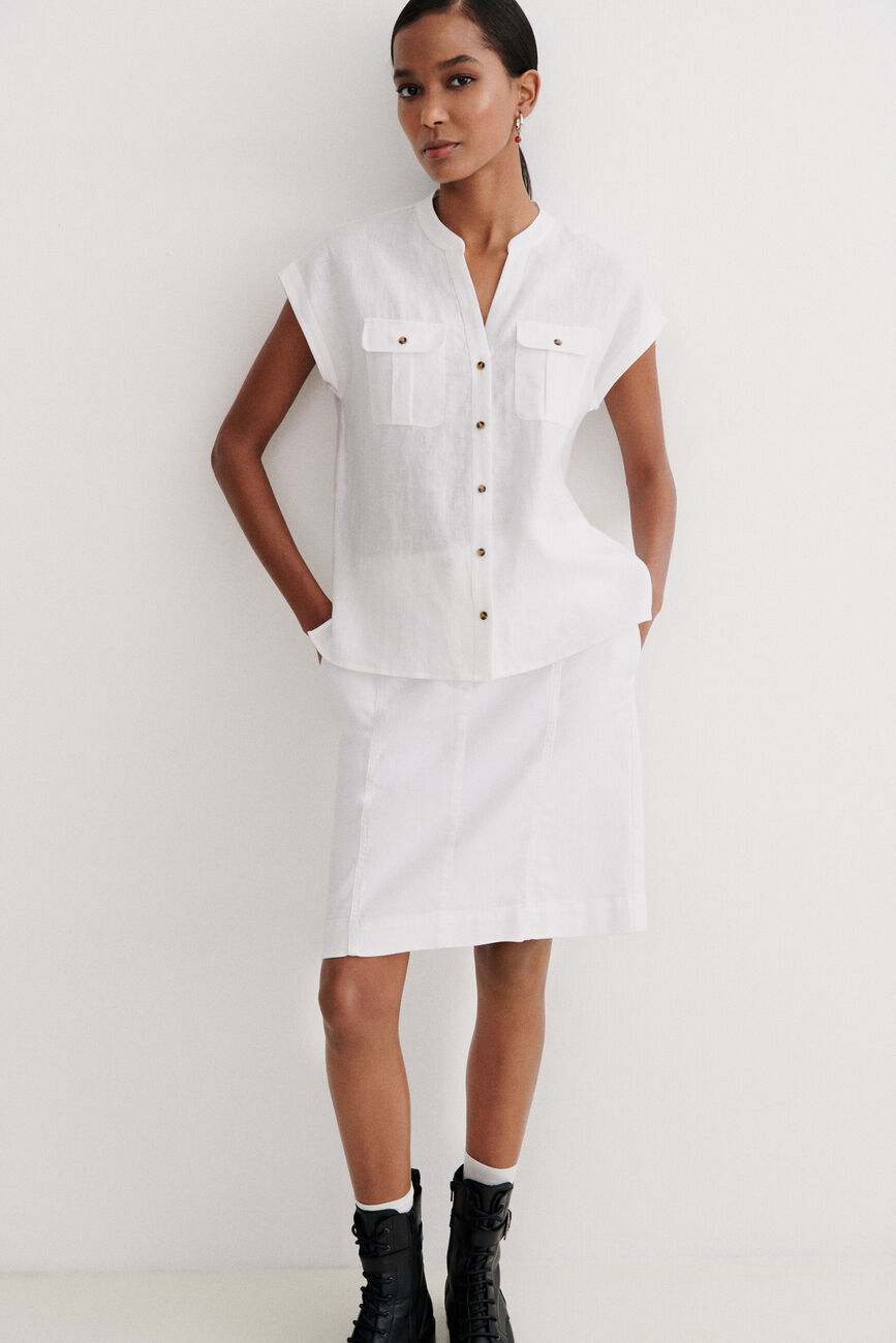 Chemise gina 100% lin blanc femme
