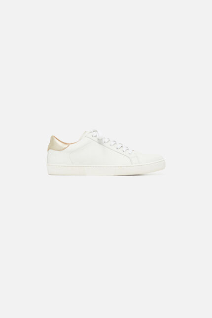 Baskets Suzanne en cuir naturel ecru femme