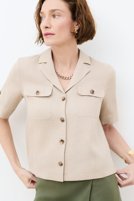 Chemise Civa 100% lin taupe femme