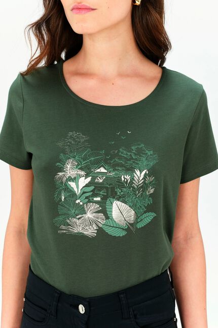 T-shirt toutes &agrave; l'&eacute;cole taxime house vert kaki femme