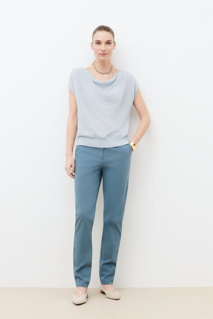 Pull Mvera 100% lin bleu pastel femme