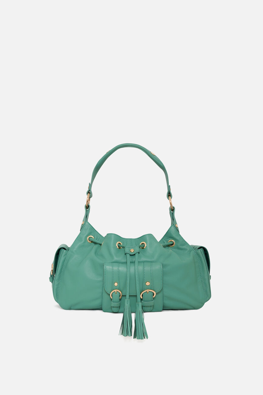 Sac Victoria en cuir naturel vert femme