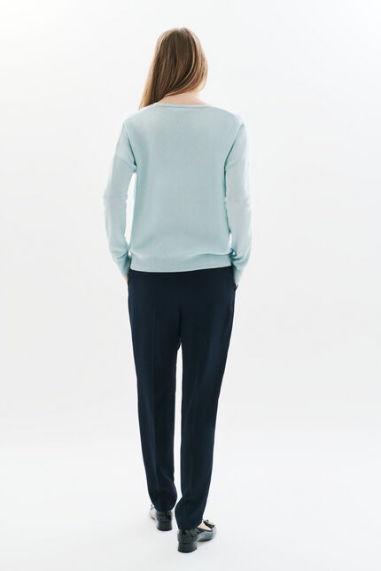 Pull Mthelmina 100% cachemire bleu gris femme