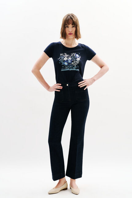 T-shirt Toutes &agrave; l'&eacute;cole Taxime Book bleu marine femme