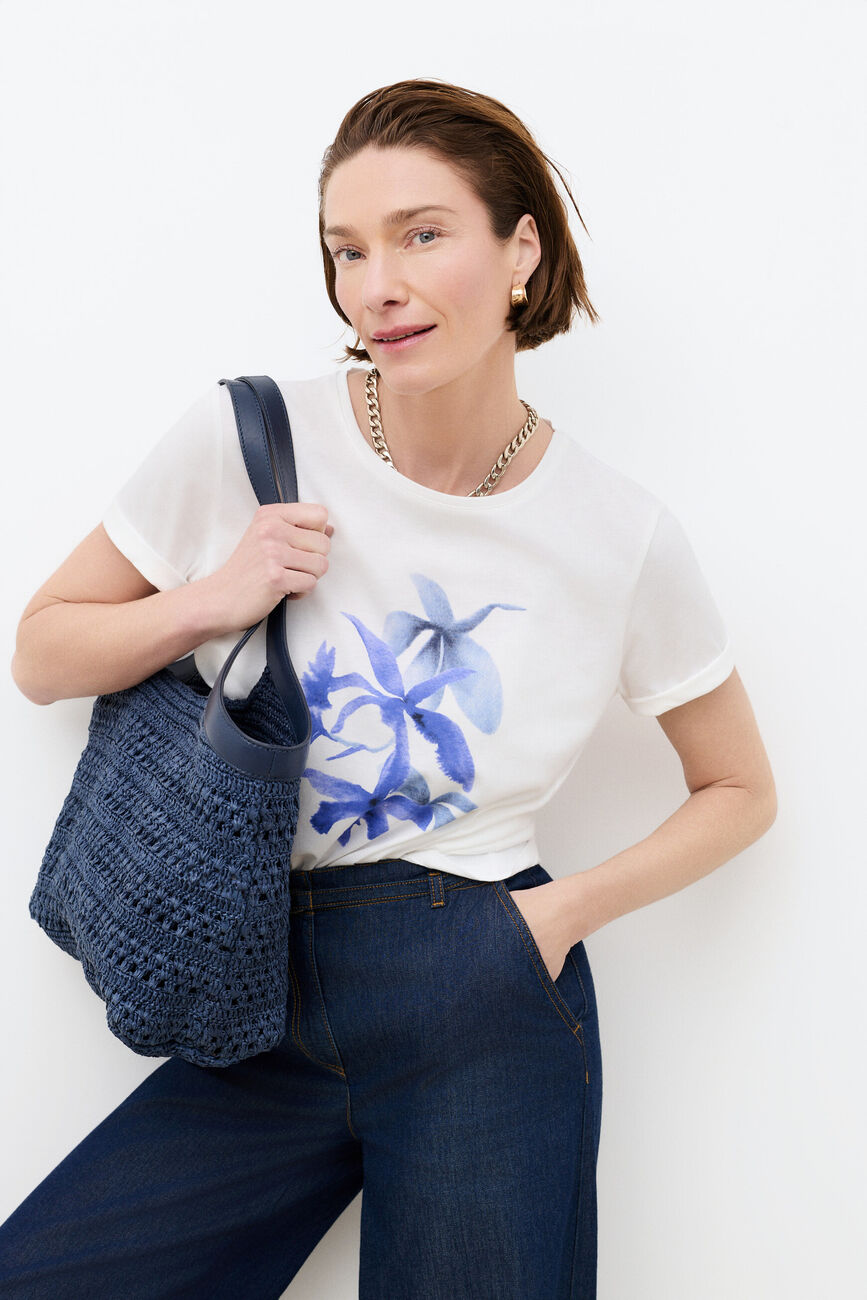 T-shirt Tim-Orchide bleu electrique femme