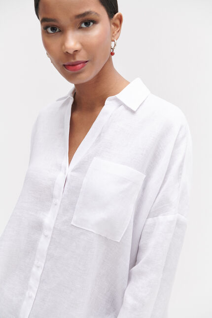 Chemise sandy oversize 100% lin blanc femme