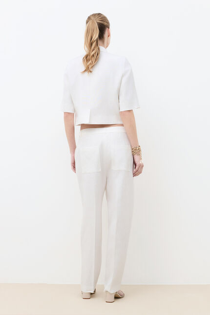 Pantalon Partition 100% lin blanc femme