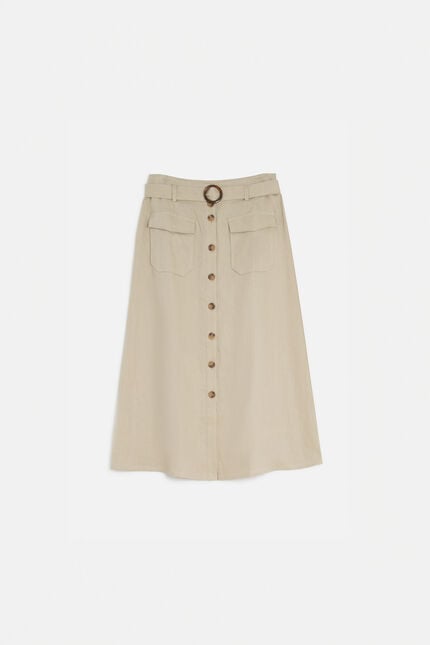 jupe agnes 100% lin taupe femme