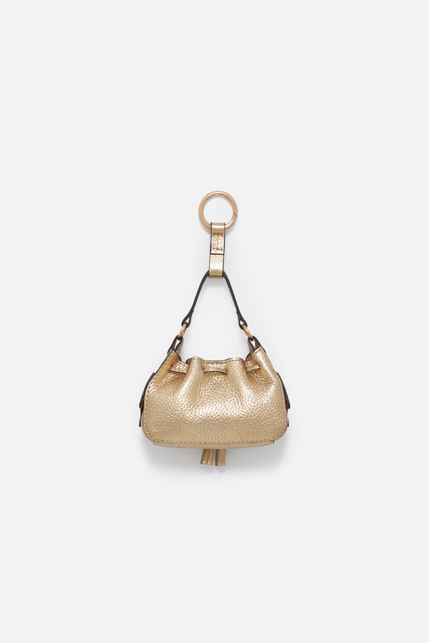 Charm Baby-Vic em couro natural ouro mulher