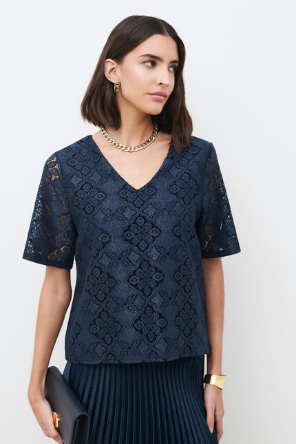 T-shirt Tagathe bleu marine femme