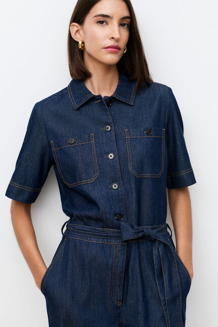 Combinaison Capu denim double stone femme