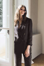 Virgule blazer 100% linen dark brown woman