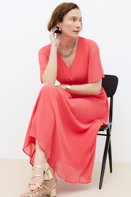 Robe Rbeaute rouge corail femme