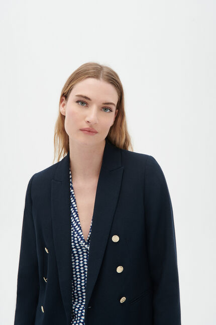 blazer maina double boutonnage bleu marine femme
