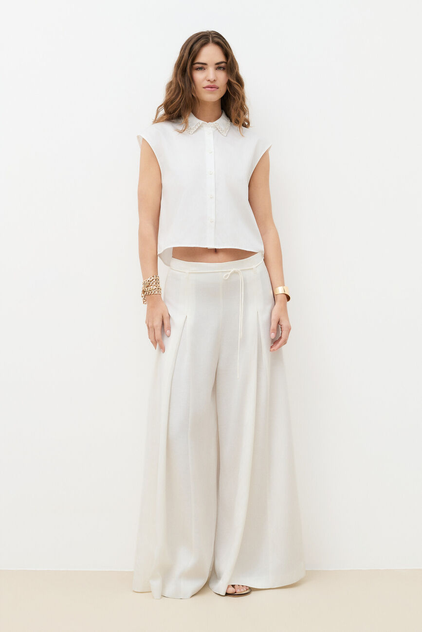 Pantaloni Partage ecru donna