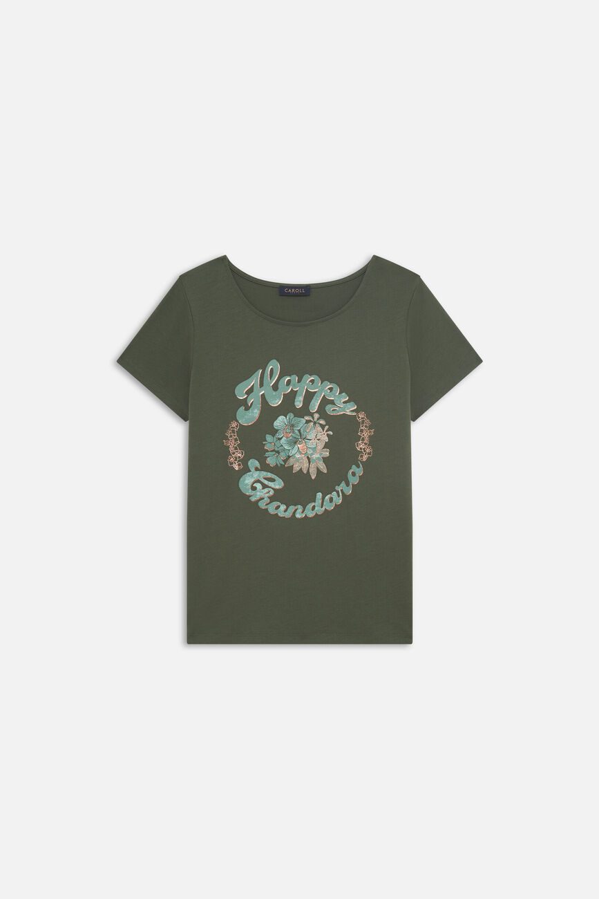 T-shirt all at school taxime happy khaki green woman