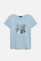 taxime house Toutes &agrave; l'&eacute;cole T-shirt stone denim woman