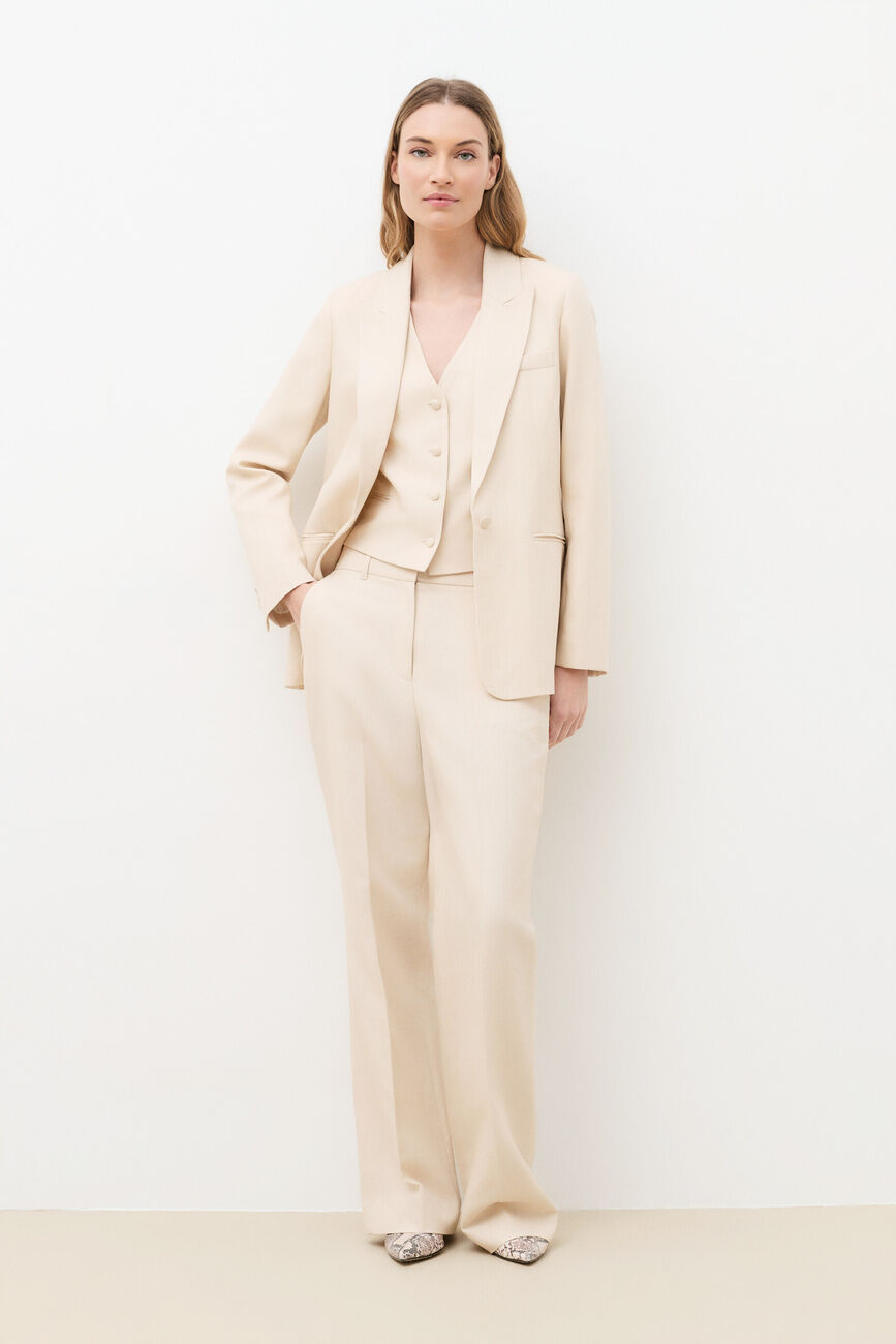 Trousers Podium Raye powder pink woman