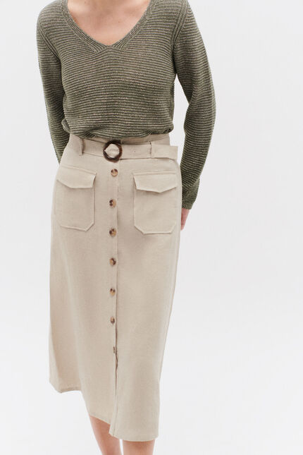 jupe agnes 100% lin taupe femme