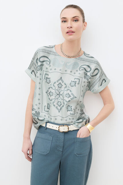 T-shirt Tmargerita-Scarf bleu pastel femme