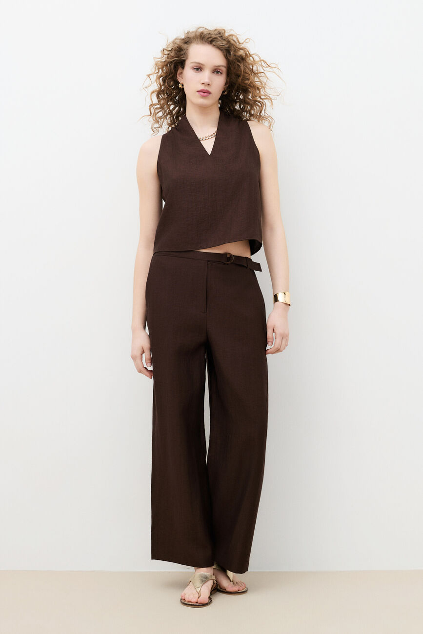 Blusa cristal2 marron fonc&eacute; mulher