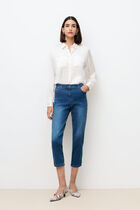 Caleb B cropped denim pants stone denim woman