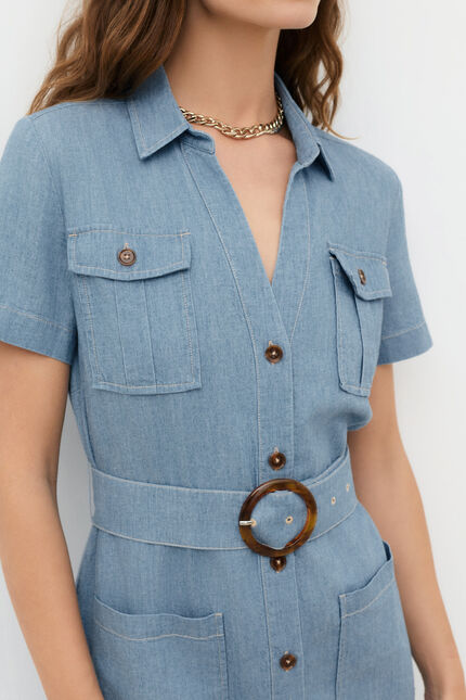 Robe Rlaurine2 denim baby bleu femme