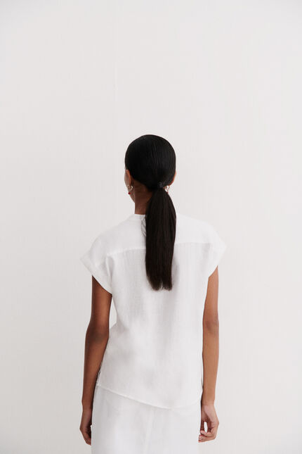 Chemise gina 100% lin blanc femme