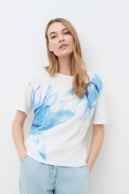 Camiseta Tim-Mom azul-marinho mulher
